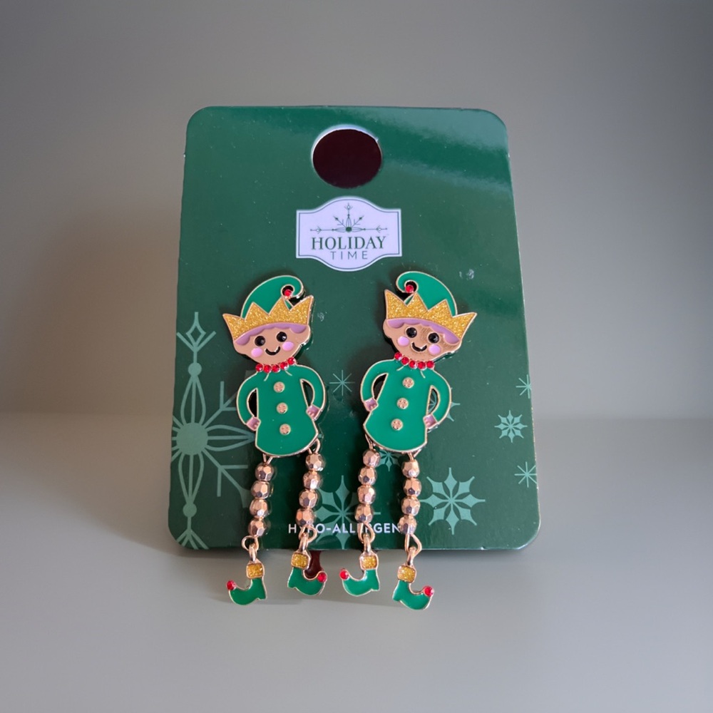 Festive Christmas ELF Earrings by Holiday Time